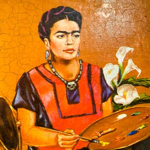 Cuadro Lámina Retrato de Frida Kahlo sobre Tabla - imagen 2