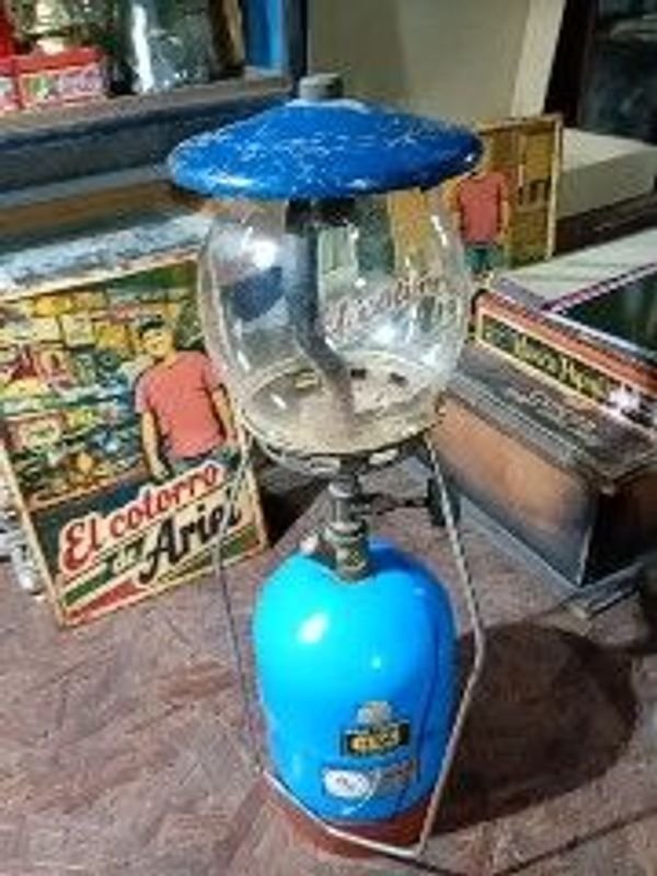 Farol a Gas Antiguo Completo con Garrafa Azul