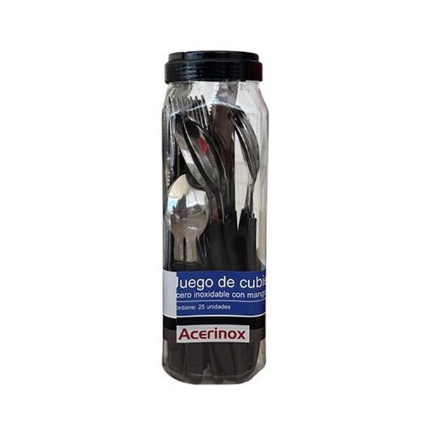 Juego de Cubiertos Acero Inoxidable con Mango Plástico, 25 Piezas