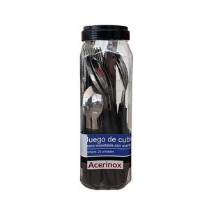 Juego de Cubiertos Acero Inoxidable con Mango Plástico, 25 Piezas - imagen 1