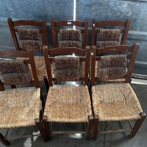 Juego de 6 Sillas de Madera y Totora Estilo Rústico - imagen 3
