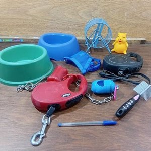 Lote anterior: Lote Variado de Accesorios para Mascotas: Comederos, Correas y Rueda