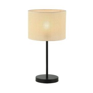 Lámpara de Mesa Tejida Beige y Metal Negro - imagen 2