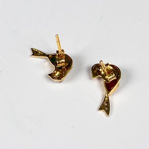 Par de Caravanas de Oro con Brillantes, Rubí y Esmeralda - imagen 5