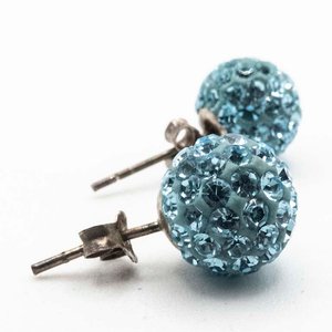 Par de Tornillos de Plata con Piedras Celestes - imagen 2