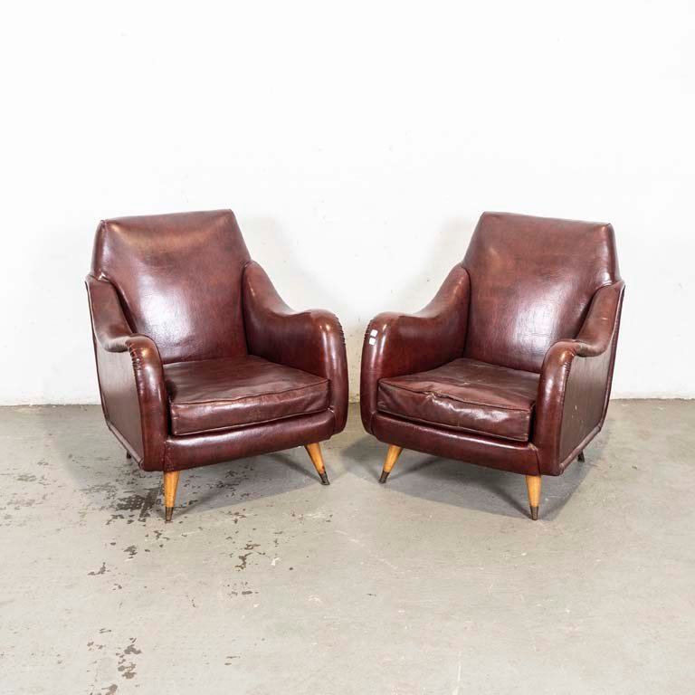 Sillones americanos vintage tapizados en neosky bordó - imagen 1