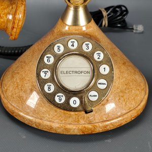 Teléfono Antiguo Electrofon Estilo Vintage Dorado y Marrón - imagen 3