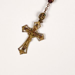 Antiguo Rosario de Cristal y Metal con Crucifijo Detallado - imagen 3