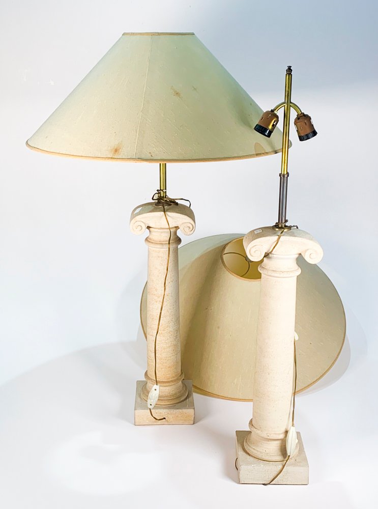 Par de Lámparas de Yeso Estilo Columna Clásica, 96cm