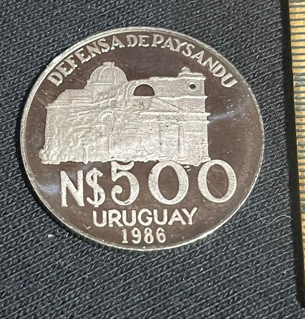 Moneda Conmemorativa de Plata Proof Uruguay 1986 General Leandro Gómez Defensa de Paysandú - imagen 1