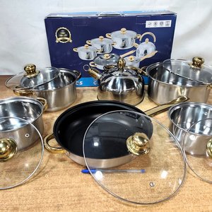 Juego de Batería de Cocina de Acero Inoxidable de 12 Piezas con Caldera y Tapas de Vidrio - imagen 5