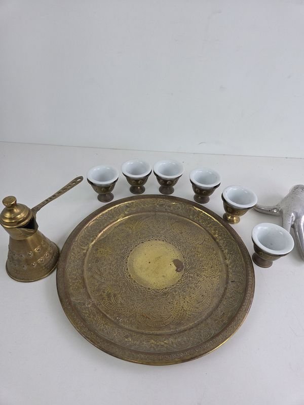 Juego de té turco en bronce y cerámica - imagen 3