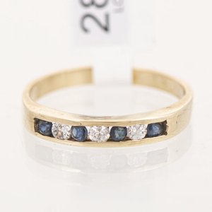 Anillo Medio Sin Fin Oro 18k con Brillantes y Zafiros - imagen 1
