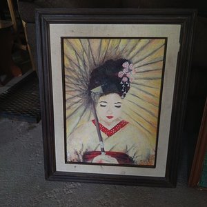 Par de Cuadros Decorativos: Geisha y Figura Estilo Patchwork - imagen 2