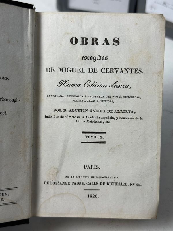 Libros antiguos de Miguel de Cervantes - Obras escogidas en 3 tomos, Paris 1826 - imagen 4