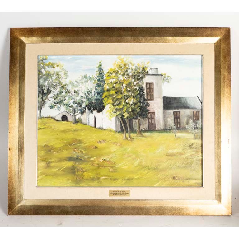 Óleo de paisaje rural por MC. de Peñalva
