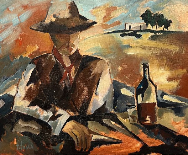Óleo "Rancho y Estancia" de Fernando Fraga - 50 x 62 cm - imagen 1