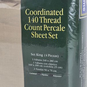 Juego de Sábanas King Size Home to Home Percal Beige 140 Hilos - imagen 3