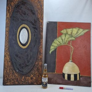 Par de Cuadros Decorativos Abstractos Modernos con Texturas y Detalles Metálicos - imagen 2