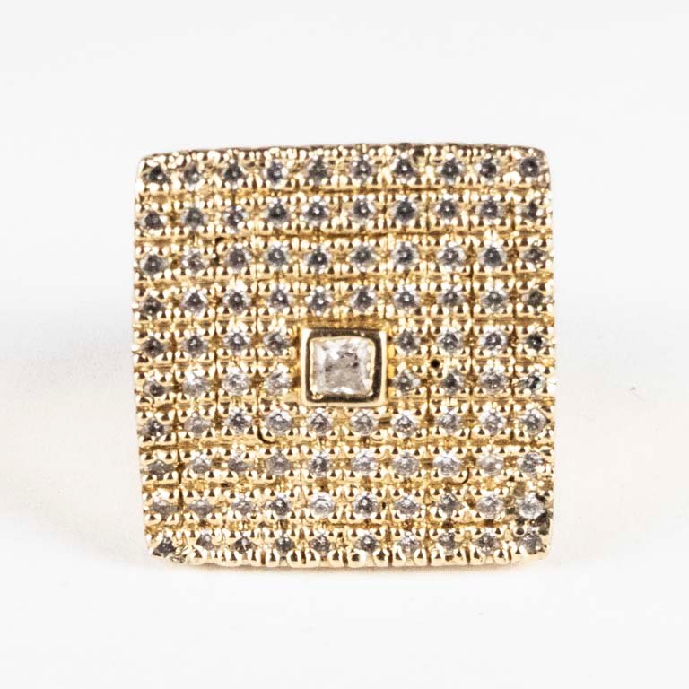 Anillo de plata y oro con zafiros blancos - imagen 1
