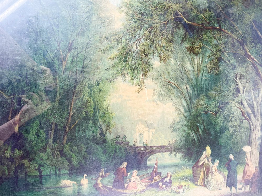Cuadro de escena romántica en óleo sobre lienzo - imagen 2