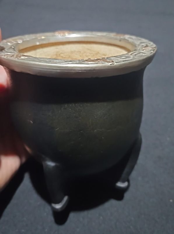 Mate de Plata y Oro con Detalles Florales y de Animales