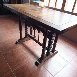 Mesa Libro Antigua de Cedro Rosa Macizo Torneado y Tallado - imagen 7
