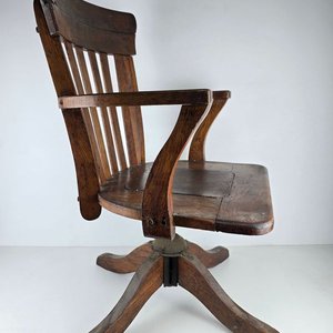 Sillón de Escritorio Antiguo de Roble con Mecanismo Giratorio - imagen 7