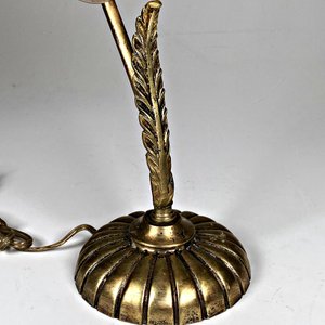 Lámpara de Bronce con Tulipa Decorada y Detalle de Hoja - imagen 4