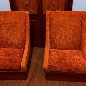 Par de Butacas Estilo Retro en Terciopelo Naranja - imagen 8
