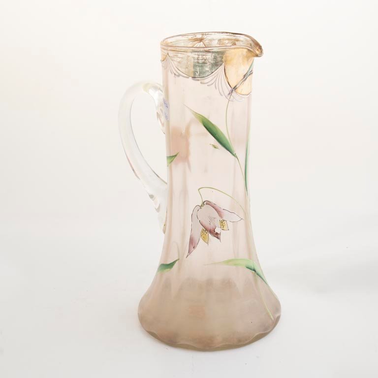 Jarra de Cristal Veneciano con Esmalte y Flores - 29cm