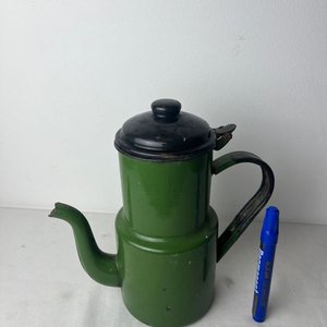 Cafetera Esmaltada Antigua Verde con Tapa Negra - imagen 5