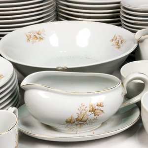 Set de Porcelana Olmos Blanca Floral: Fuentes, Platos, Tazas y Más (67 Piezas) - imagen 4