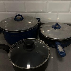 Set de Ollas y Cacerola Tefal Azules Usadas - imagen 5