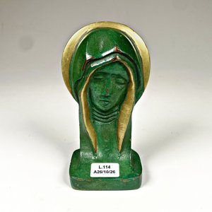 Figura Virgen en Bronce con Aureola Dorada - 14.5 cm - imagen 1