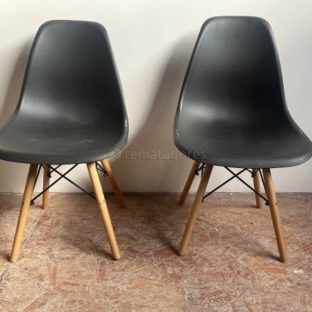 Juego de 2 Sillas Diseño Moderno Patas Madera