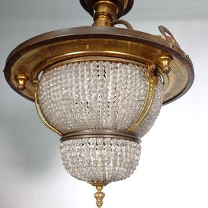 Aplique de Techo Estilo Bolsa en Bronce y Cristal de Roca con Faltantes - imagen 2
