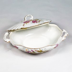 Fuente con Tapa de Porcelana Francesa Limoges Floral Blanca - imagen 3