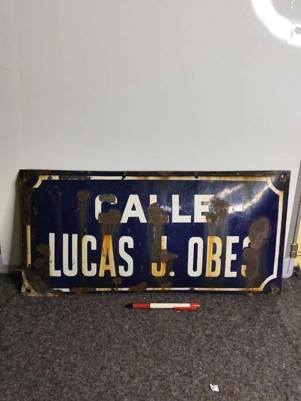 Chapa Esmaltada "Calle Lucas J. Obes" Bombe - imagen 1