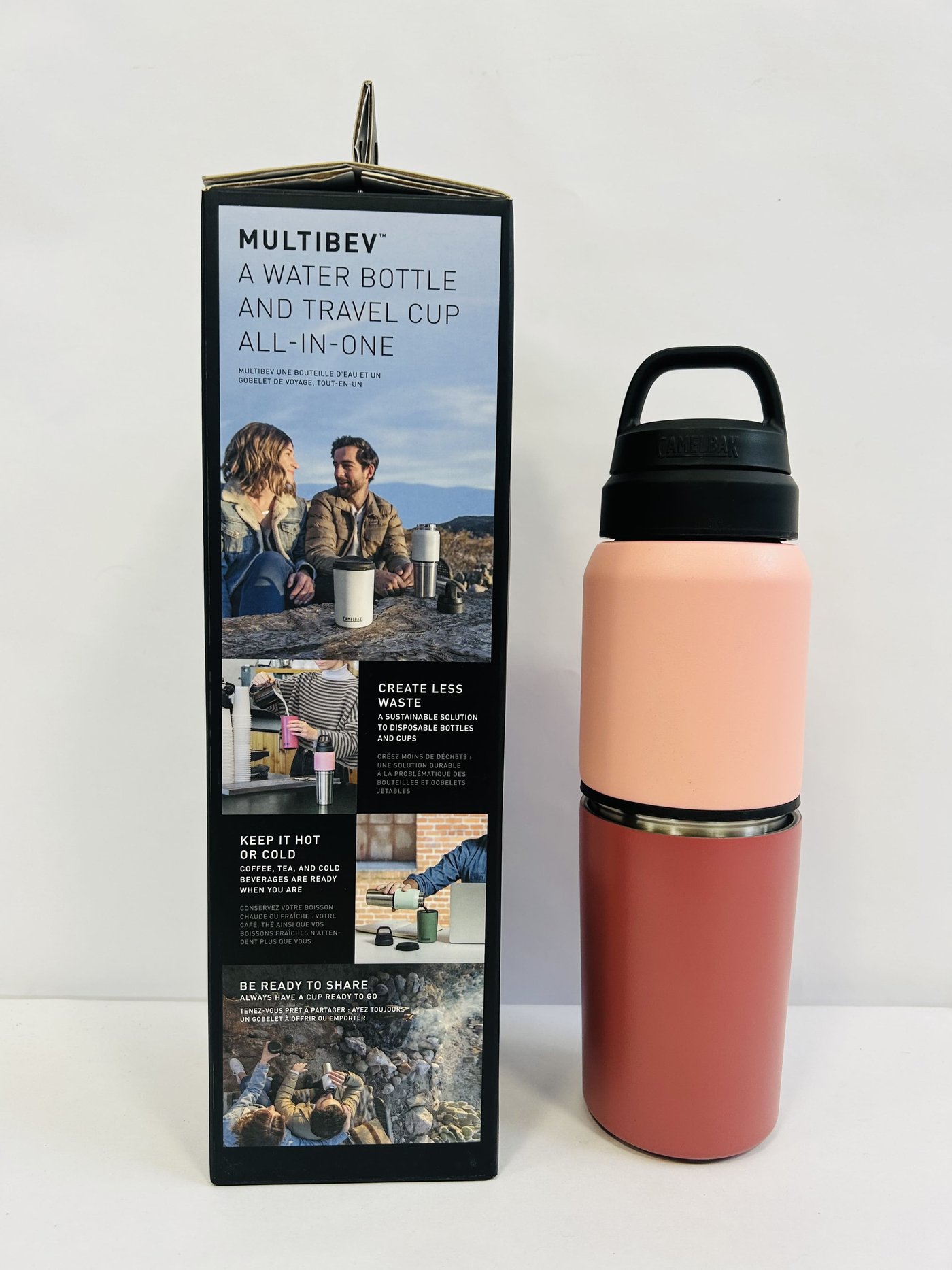 Botella de Agua y Taza de Viaje Multibev 2 en 1 Camelbak Acero Inoxidable Rosa