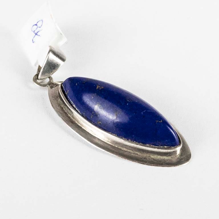 Dije de plata y piedra - Pendiente azul con cadena de plata - imagen 2