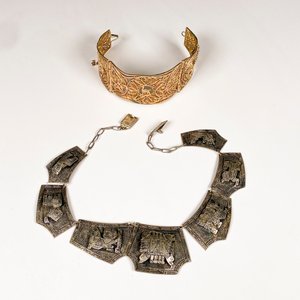 Conjunto de Collar Azteca y Pulsera Filigrana Dorada - imagen 2