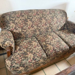 Sillón de 3 cuerpos estilo Luis XV con tapizado floral - imagen 6
