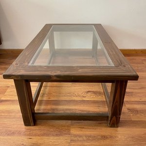 Mesa Ratona Rústica Madera Maciza y Vidrio - imagen 5