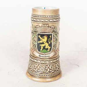 Jarra de Cerveza de Porcelana Antigua con Escudo de Heidelberg - imagen 2