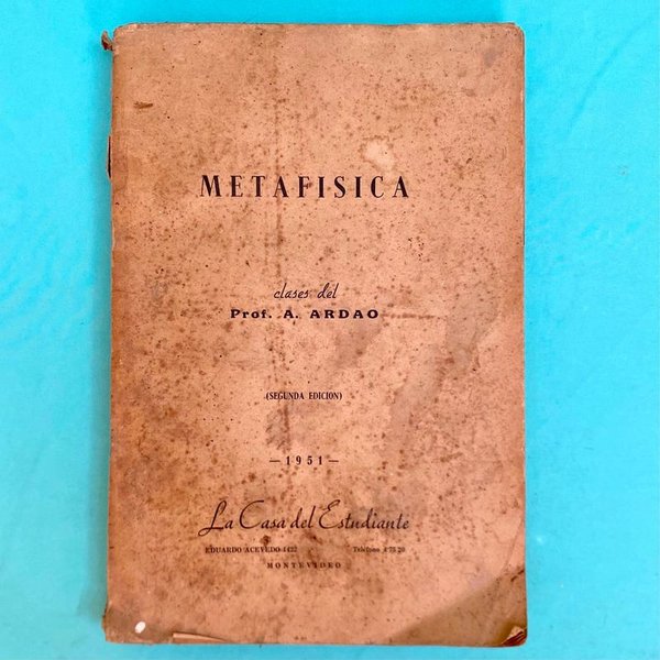 Libro "Metafísica" de Prof. Arturo Ardao, Edición 1951 - imagen 1
