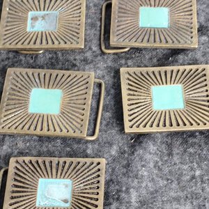 Lote de 7 Hebillas de Bronce con Detalle Turquesa - imagen 2