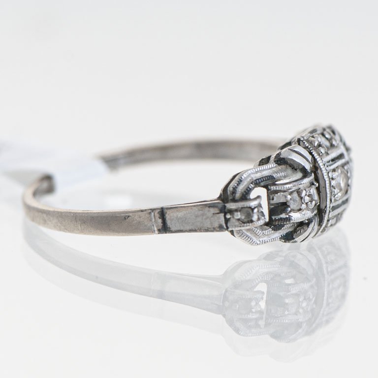 Anillo de Oro con Diamantes y Brillante - imagen 2