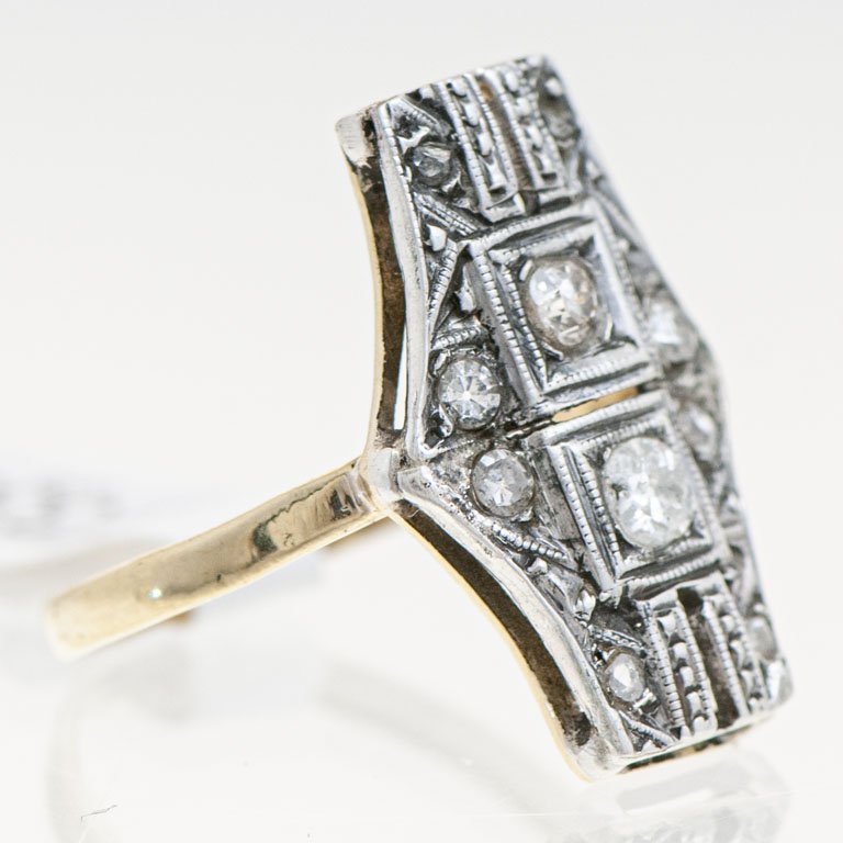 Anillo de oro y plata con brillantes y diamantes - imagen 2