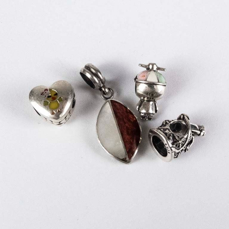 Lote de 4 Pasadores de Plata con Piedras y Diseños Variados